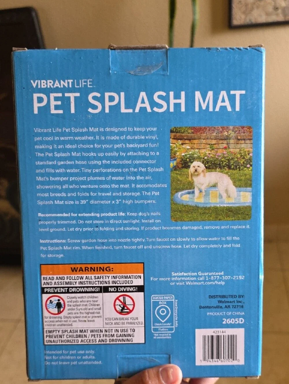 Vibrant Pet Splash Mat - Bright Blue & Yellow